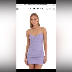 Elegant Lavender Spaghetti Strap Dress